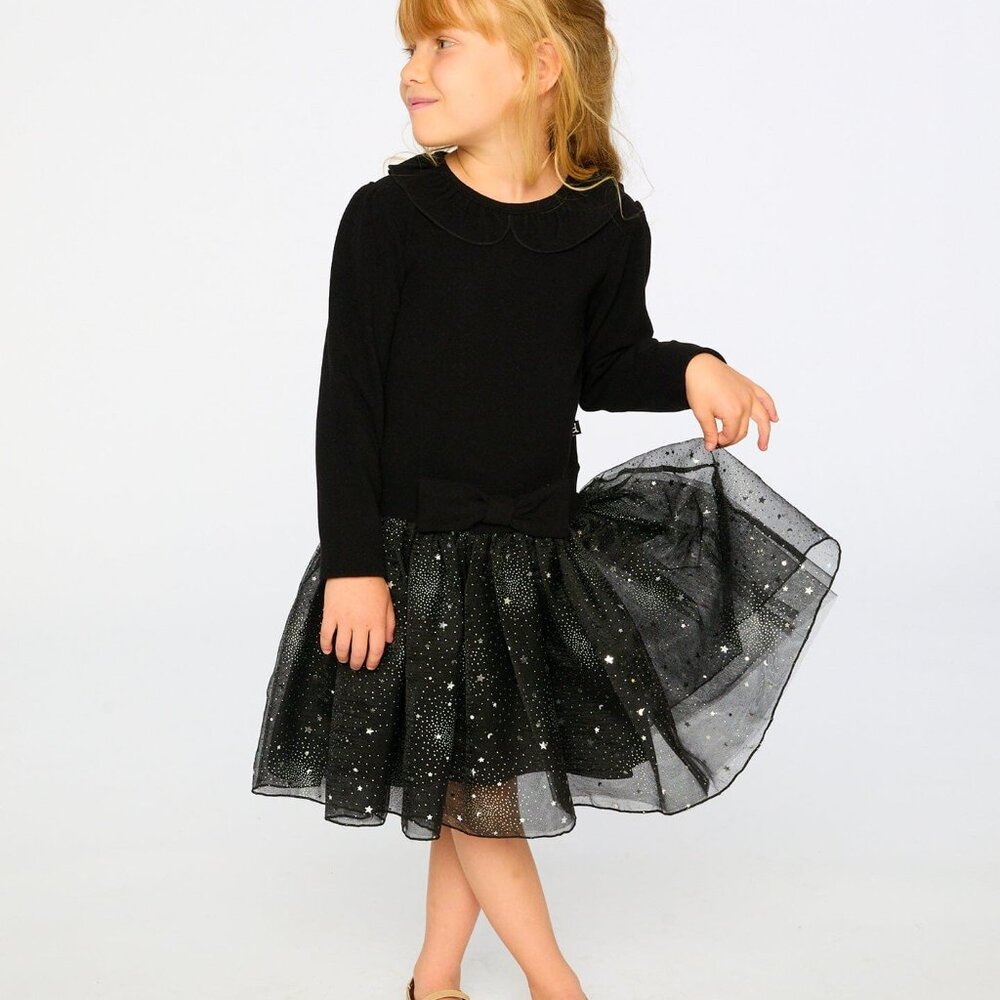Deux par Deux Bi-Material Dress With Glittering Skirt Black Size 66 - Picture 2 of 3